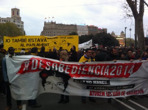 Manifestación Desobediencia2014 en Barcelona