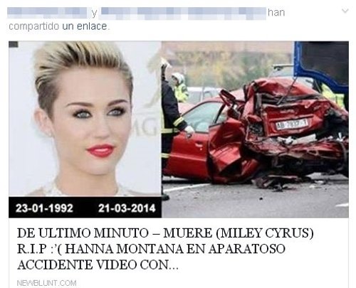 Información de la muerte de Miley Cyrus