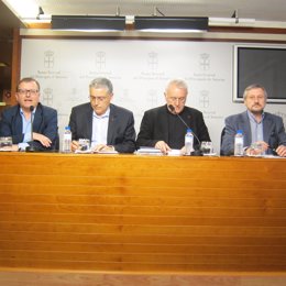 Jesús Iglesias, Manuel Orviz, Cayo Lara y Willy Meyer en Oviedo
