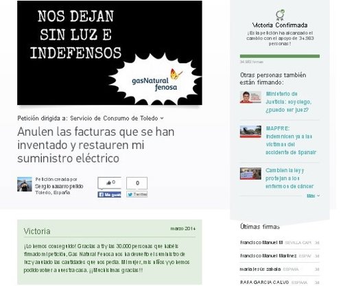 Captura pantalla change.Org