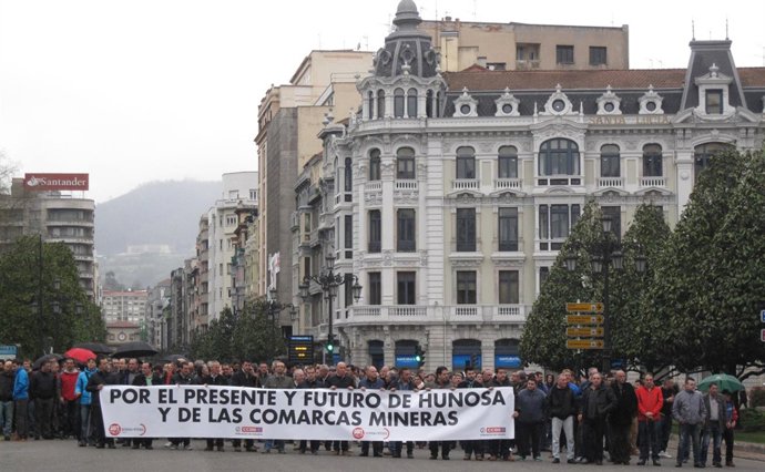 Manifestación de trabajadores de Hunosa