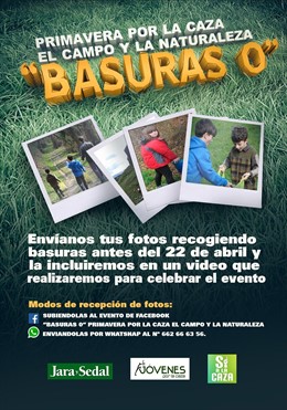 Cartel de la campaña Basuras cero, de la Asociación de Jóvenes Cazadores
