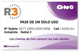 Tarjeta peaje de Ono