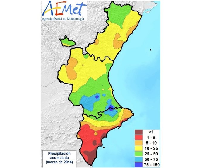 Lluvias acumuladas en marzo en la Comunitat