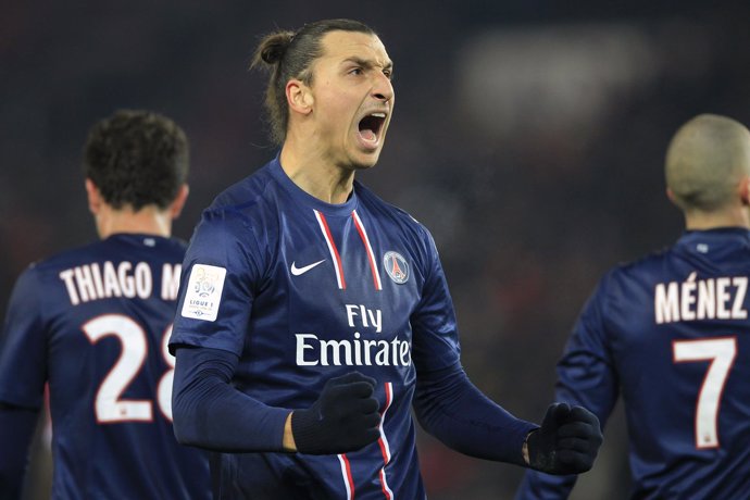 Zlatan Ibrahimovic celebra un gol con el PSG