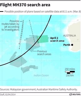 Mapa de búsqueda del avión de Tailandia