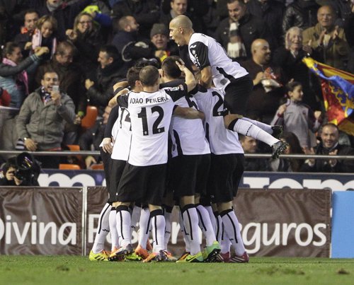 El Valencia celebra un gol