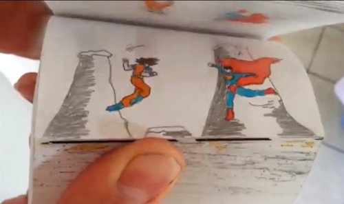 Goku, superman, dragon ball, batalla, combate, flipbook, foliosco