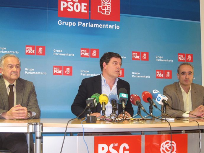 El secretario xeral del PSdeG, José Ramón Gómez Besteiro, en rueda de prensa
