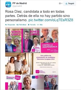 Tweet del PP de Madrid