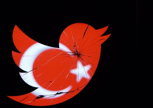 Bandera de Turquía vista a través de un logo de Twitter