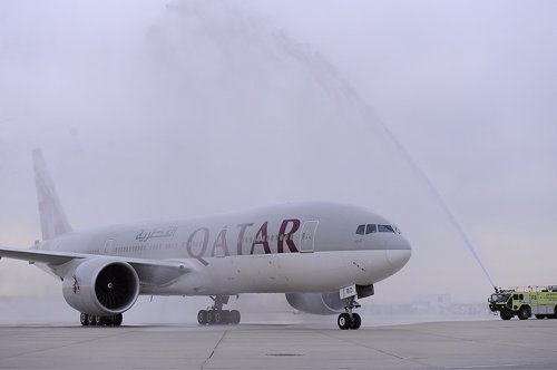 Llegada del primer vuelo de QatarAirways a Filadelfia