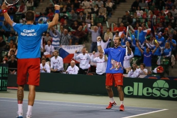 Stepanek y Rosol celebran el triunfo en cuartos de la Davis