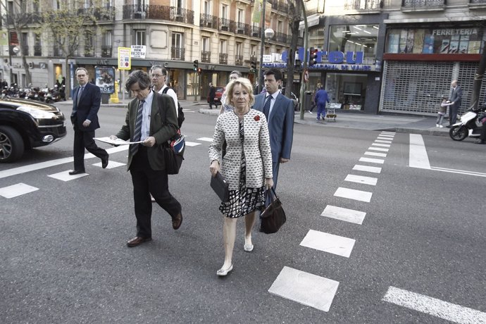 Esperanza Aguirre a su llegada al comité de dirección del PP en Génova