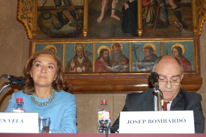 La secr de Estado C.Vela y J.Bombardó (Fund.Gremio Fabr. Sabadell)