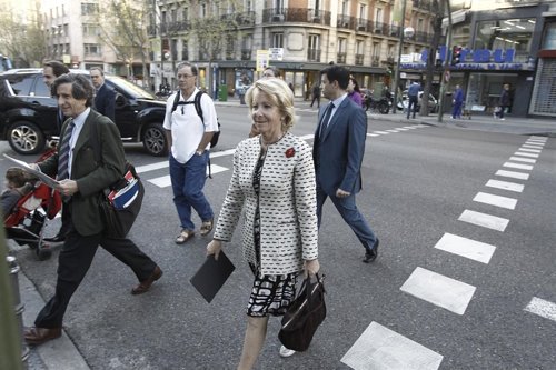 Esperanza Aguirre a su llegada al comité de dirección del PP en Génova