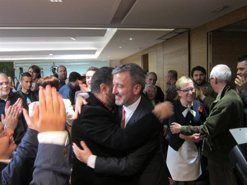 Jaume Collboni y Carmen Andrés tras las primarias 2014 del PSC Barcelona