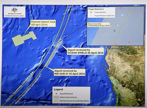 Gráfico sobre el lugar actual en el que se desarrolla la búsqueda del MH370