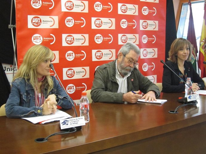 Carmen Castilla (UGT-A), Cándido Méndez (UGT) y Auxiliadora Jiménez (UGT Málaga)