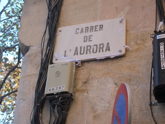 Placa de la calle Aurora de Barcelona donde fue reducido J.A.Benítez