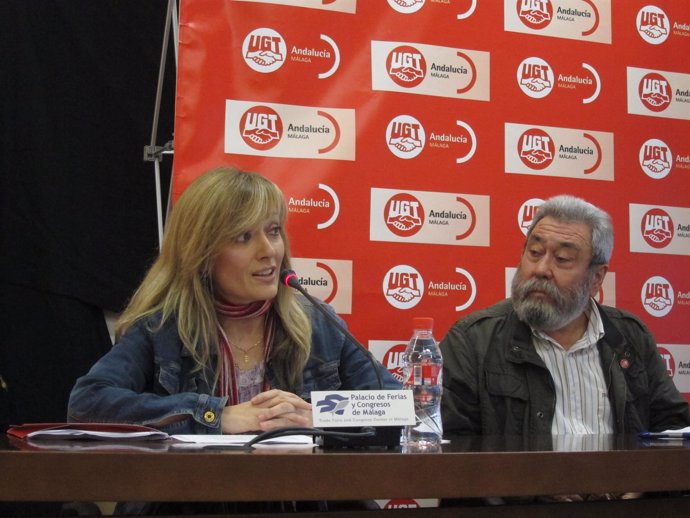 Carmen Castilla y Cándido Mendez UGT-A y UGT en rueda de prensa