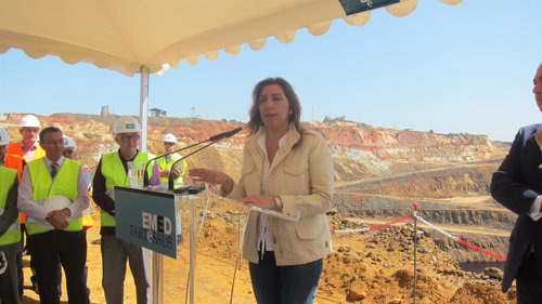 La presidenta de la Junta, Susana Díaz, en la mina de Riotinto, en Huelva.