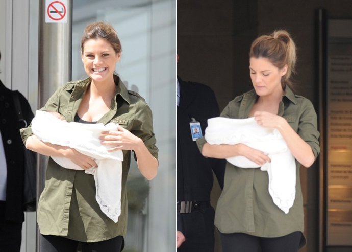 Amaia Salamanca abandona el hospital bebe