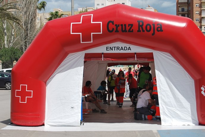 Uno de los puestos de Cruz Roja