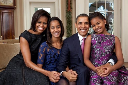 Barack Obama y su mujer, Michelle, con sus hijas Malia y Sasha