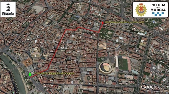 Imagen del itinerario de la manifestación