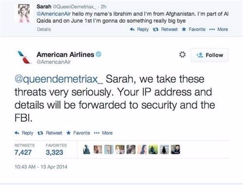 Contestación 'American Airlines' tras la amenaza de bomba