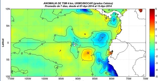 Temperaturas en Pacífico Sur 