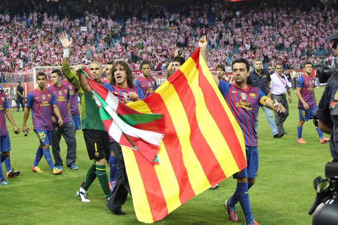Xavi Puyol Celebracion Barcelona Copa Del Rey