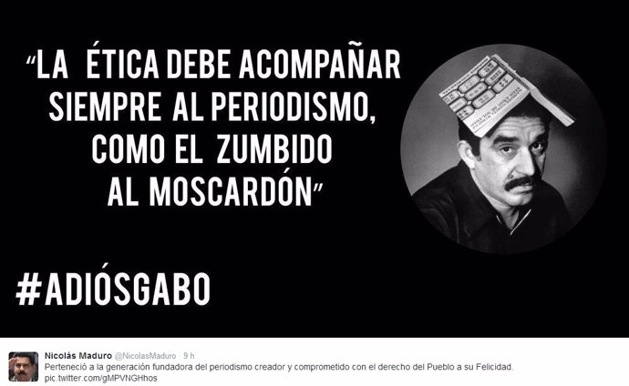 Tuit de Maduro por la muerte de García Márquez