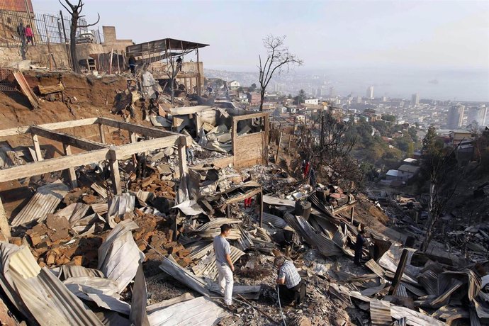 Daños causados por el incendio en Valparaíso