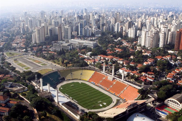 Vvista aérea del estadio municipal de Pacaembu de Sao Paulo