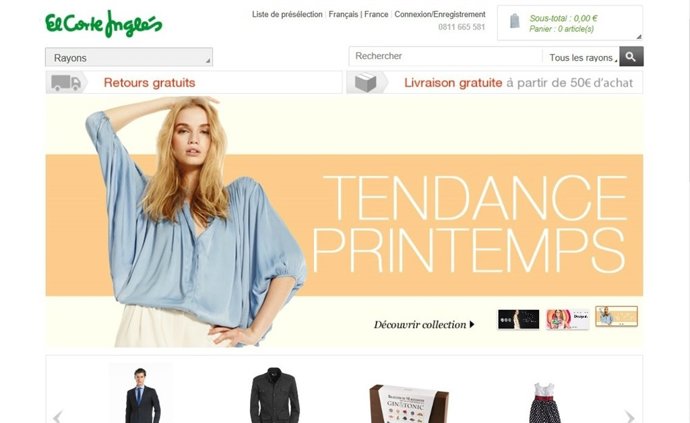 Web de El Corte Inglés Francia 