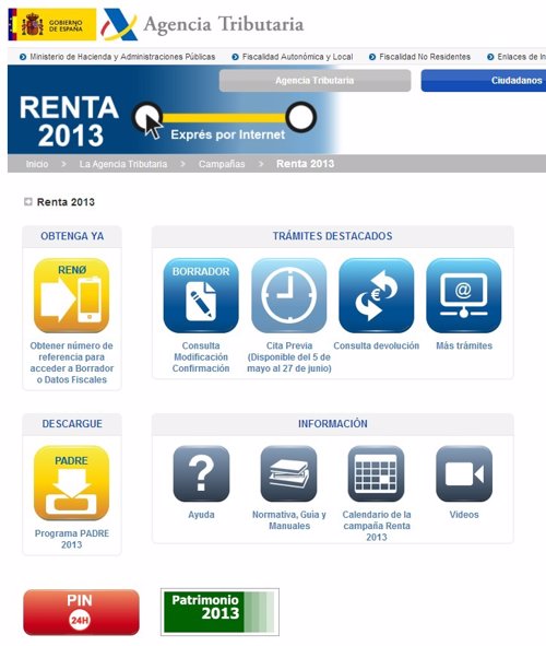 Página web de la Agencia Tributaria Campaña de la Renta 2013