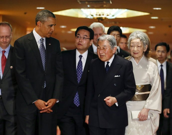 Barack Obama y el emperador de Japón  Akihito 