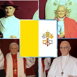 Juan XXIII, JUan Pablo II, Benedicto XVI y Francisco