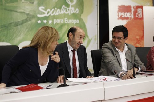Rubalcaba, Elena Valenciano y Óscar López 