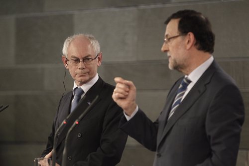 Mariano Rajoy y Van Rompuy en Moncloa