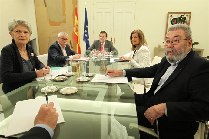 Sindicatos, Toxo, Méndez, Báñez y Rajoy