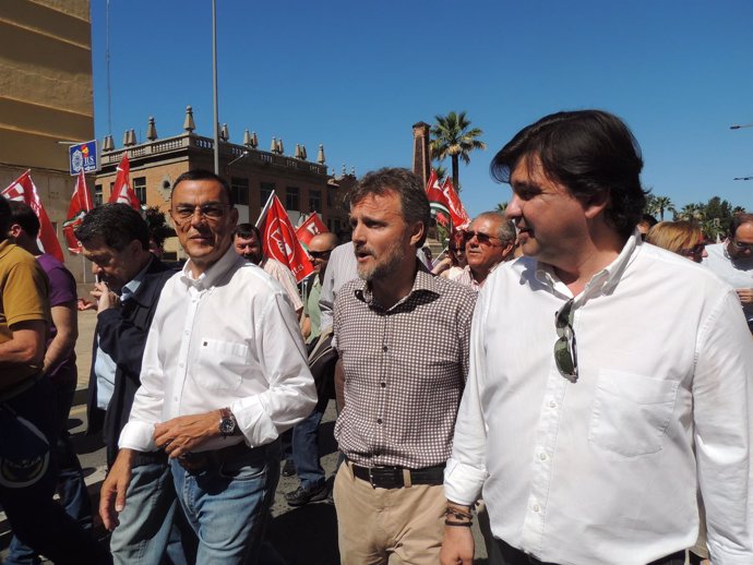 Caraballo en la manifestación del Primero de Mayo en Huelva