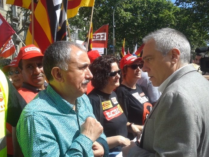 Pere Navarro y el secretario general de UGT de Catalunya, Josep Maria Àlvarez
