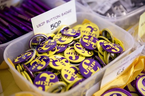 Chapas del partido británico UKIP 