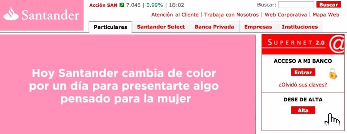 Santander cambia su imagen por un día para luchar contra el cáncer femenino