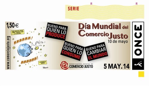 Imagen del cupón que la ONCE dedica al 'Día Mundial del Comercio Justo 2014'