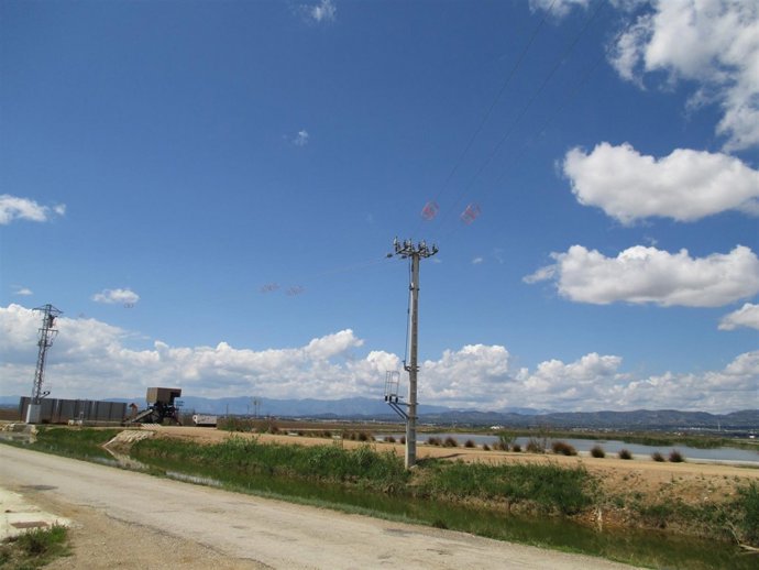 Obras en una línea de media tensión de Endesa en Deltebre