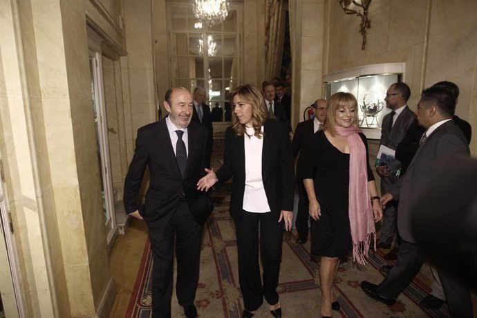 Susana Díaz, Rubalcaba y Valenciano 